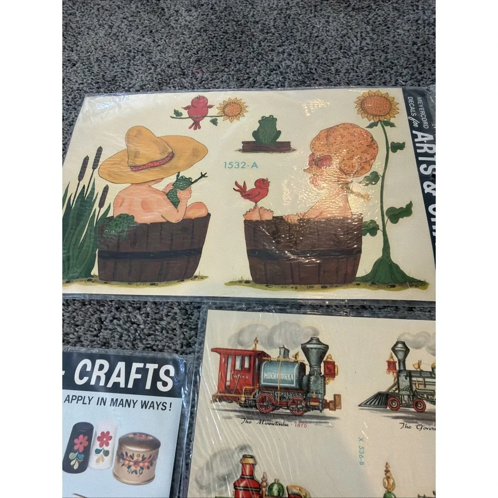 Vintage Meyercord Decals For Arts And Crafts Lot Of 10 Sheets 1960's